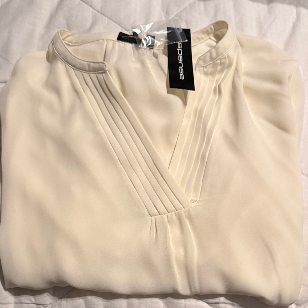 Spense Women's Ivory Pleated Blouse